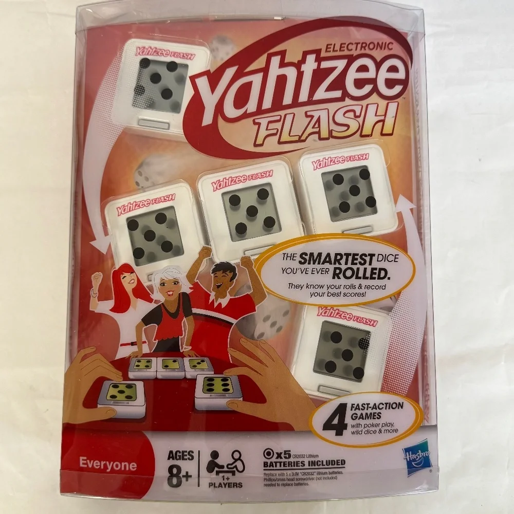 Hasbro Electronic Yahtzee Flash 4 Fast Action Games Poker Play Wild Dice 2011